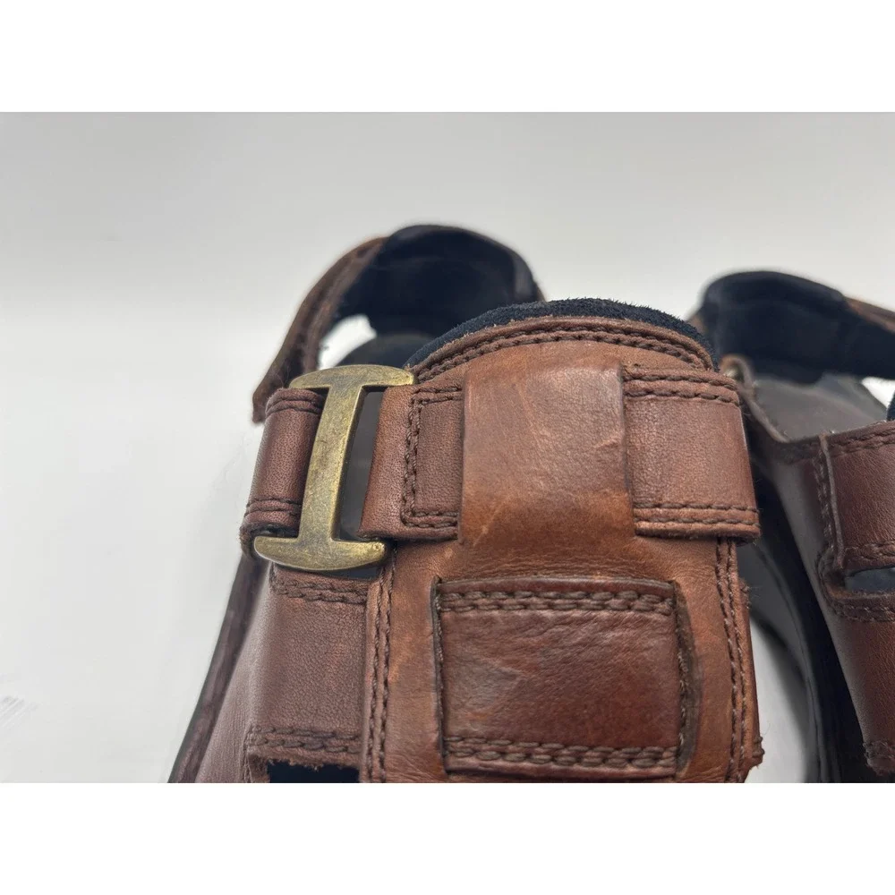 Skechers Men's Brown Leather Fisherman Sandals Closed Toe Casual Shoes US 9